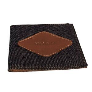 Tommy Hilfiger Mens Denim Leather Bifold Wallet Card Storage India Brown Blue